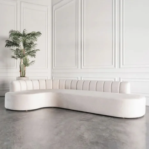 Modern Curved Ribbed Modular Sofa
