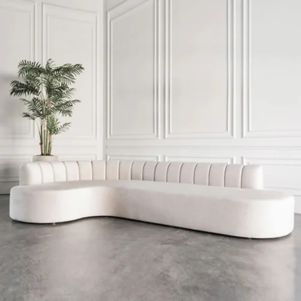 Modern Curved Ribbed Modular Sofa