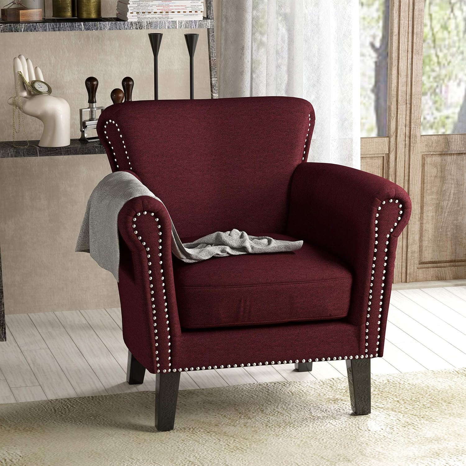 Brice Vintage Fabric Scroll Armchair - Image 2