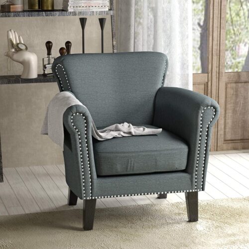 Brice Vintage Fabric Scroll Armchair