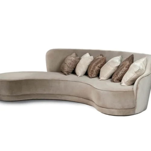 Paolo Curved Sofas in Beige Leather