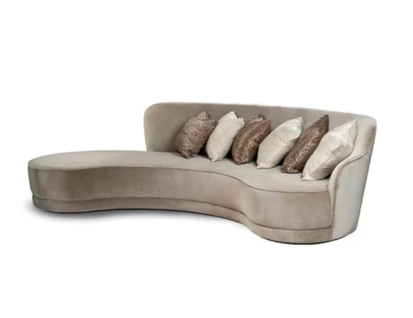 Paolo Curved Sofas in Beige Leather