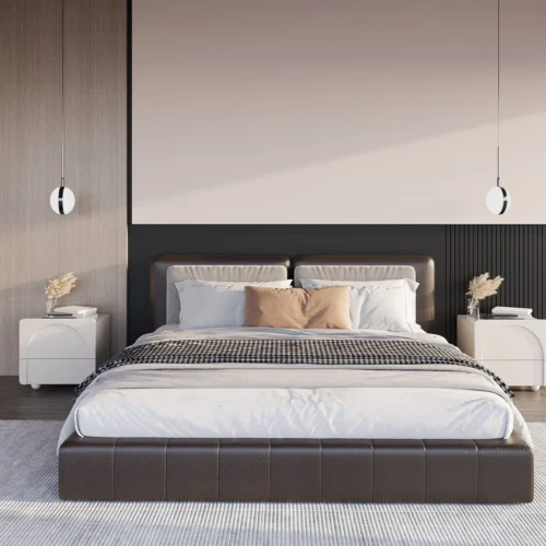 Malta Emmit Black Faux Leather Bed