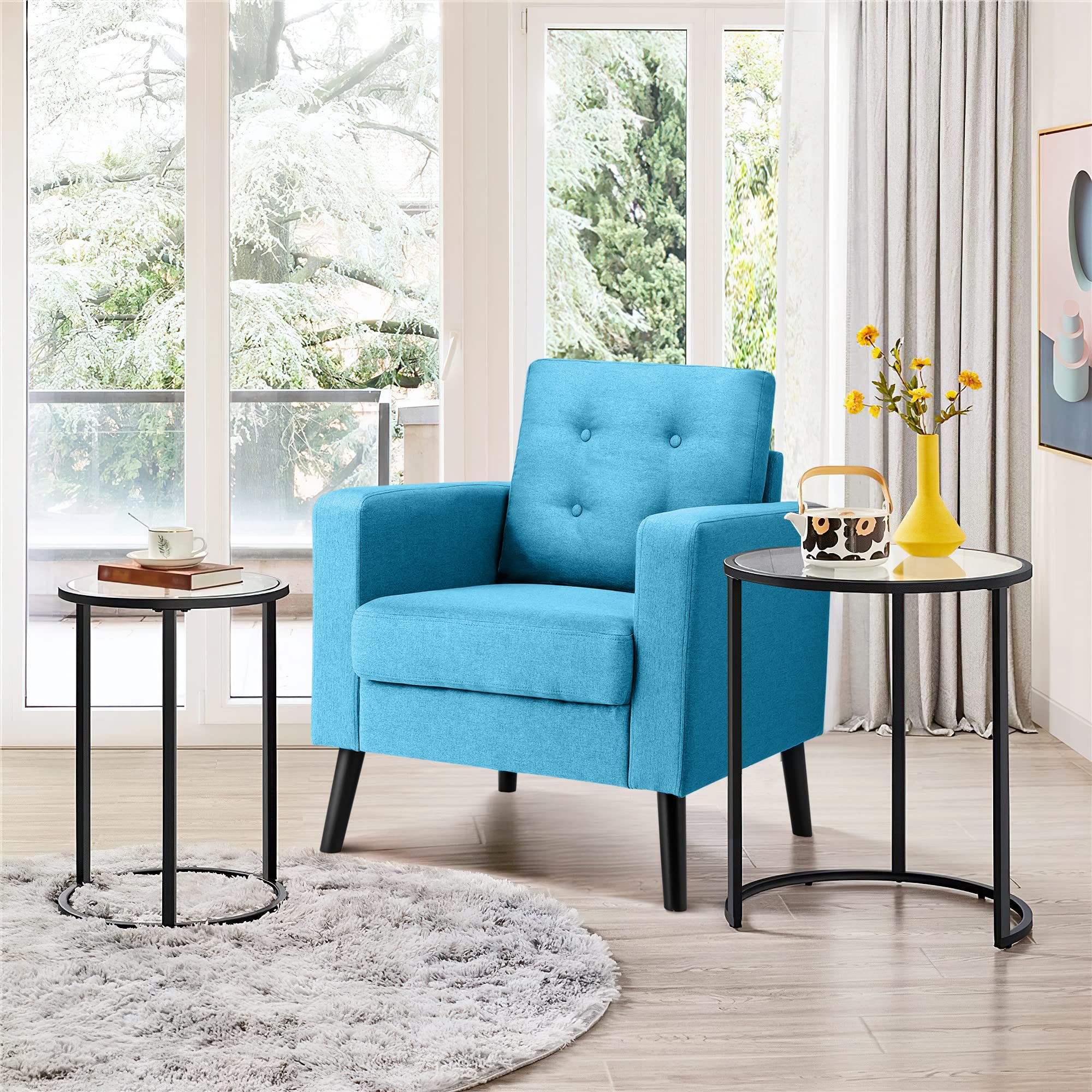 Marqo Linen Fabric Accent Armchair - Image 4