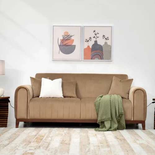 Amala 3-Seater Fabric Upholstered Sofa