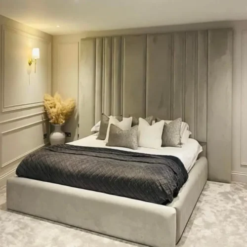 Louisa Velvet Padded Wall Panel Bed