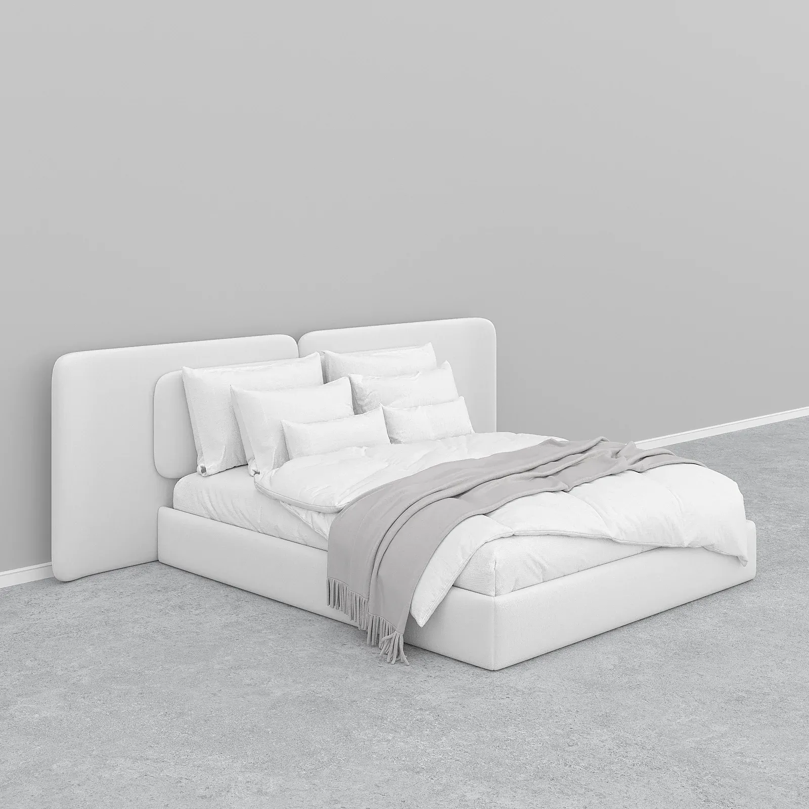 Spartan Off-White Linen Upholstered Bed - Image 2