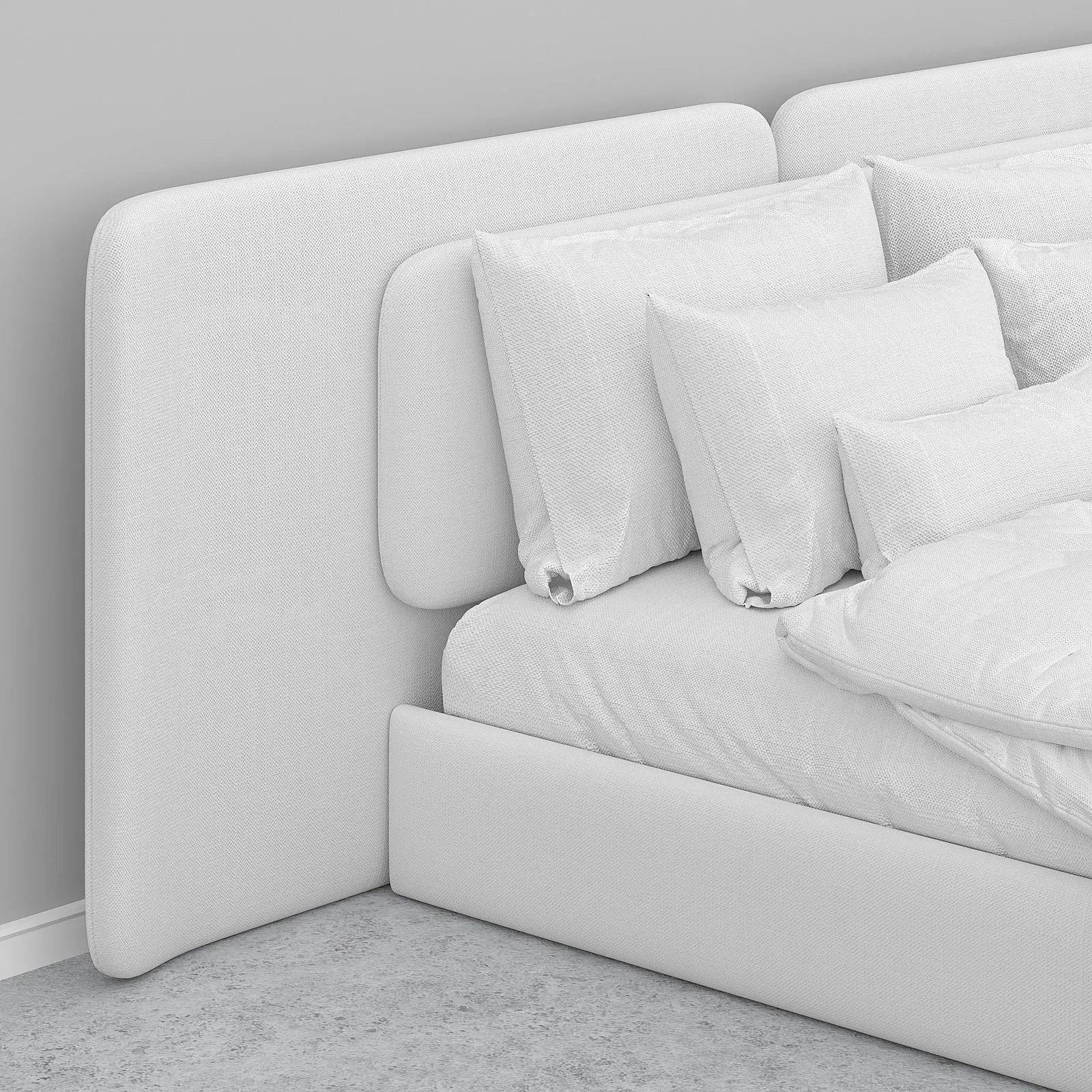 Spartan Off-White Linen Upholstered Bed - Image 5
