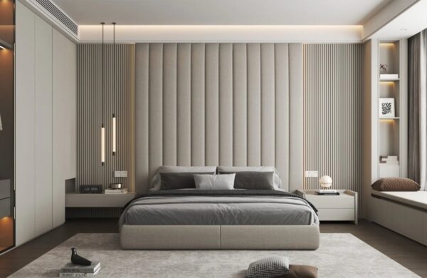 Velvet Padded Wall Panel Bed